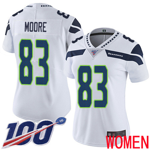Seattle Seahawks Limited White Women David Moore Road Jersey NFL Football #83 100th Season Vapor Untouchable->women nfl jersey->Women Jersey